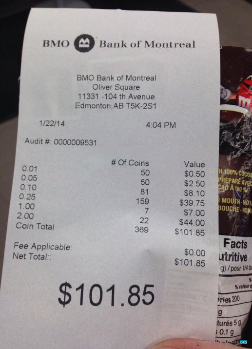 Download Canada BMO bank payment recceipt Photoshop template